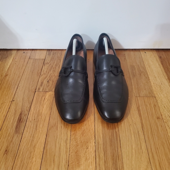 SALVATORE FERRAGAMO NIELSEN MEN\'S BLACK LEATHER GANCINI LOAFER SHOES 8.5 EE main image 7
